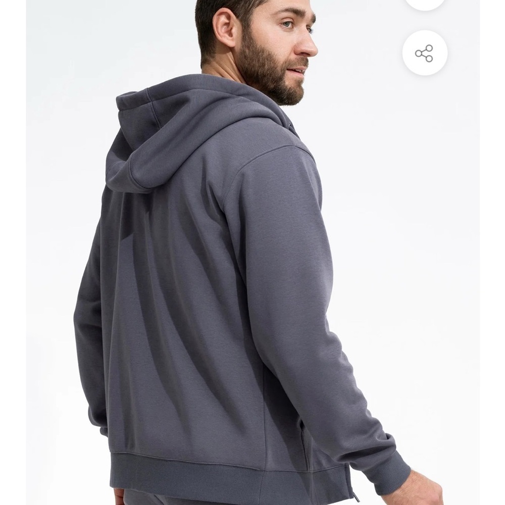 Men's Gray Stretch Fleece Zip-Up Hoodie - Picture 2 of 3